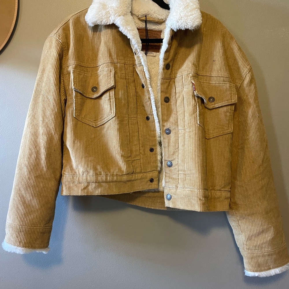 Levi's Tan Corduroy Jacket with White Sherpa Lining